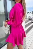 Sweet Elegant Solid Flounce V Neck A Line Dresses(5 Colors)