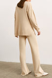 Casual Simplicity Solid Slit Half A Turtleneck Long Sleeve Two Pieces