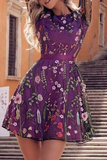 Sexy Bohemian Embroidery Lace O Neck Princess Dresses