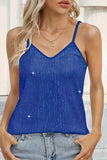 Sexy Solid Sequins V Neck Tops