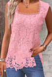 Sexy Solid Lace Square Collar Tops