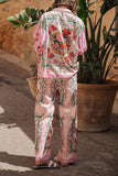 Casual Street Floral Print Pocket Turndown Collar Long Sleeve Two Pieces