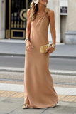 Casual Street Solid Color Knotted Sloping Shoulder One Step Skirt Dresses