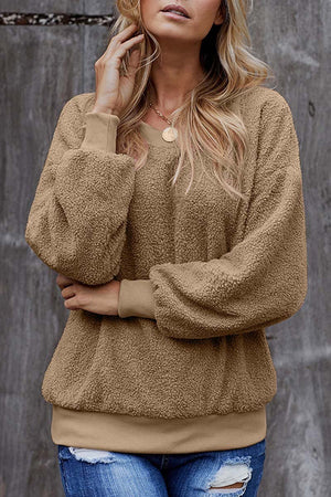 solelytrend Teddy Plush Sweater Casual Tops