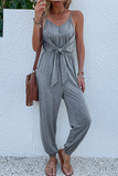 Casual Solid Patchwork Spaghetti Strap Harlan Jumpsuits