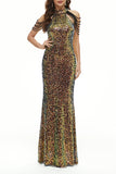 Elegant Formal Patchwork Embroidered V Neck Evening Dress Dresses(4 Colors)