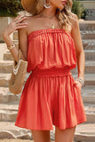 Casual Simplicity Solid Strapless Loose Rompers