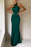 Elegant Formal Solid Backless Halter Trumpet Mermaid Dresses(3 Colors)