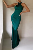 Elegant Formal Solid Backless Halter Trumpet Mermaid Dresses(3 Colors)