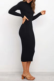 Elegant Simplicity Solid Backless O Neck One Step Skirt Dresses(3 Colors)