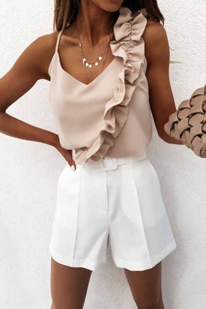 solelytrend Sexy Ruffled V-neck Top