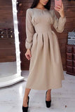 solelytrend Elegant Solid Color Long Sleeves Midi Dresses