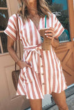 solelytrend V-neck Button Striped Dress ( 2 Color)