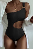 solelytrend One-Shoulder Sexy Leaky Waist One-Piece Swimsuit
