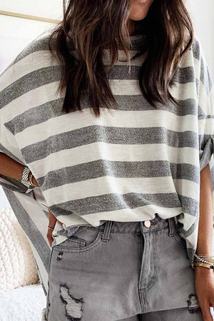 solelytrend Striped Loose Round Neck Top
