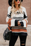 solelytrend Paneled Knitted Striped Sweater