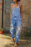 solelytrend Washed Ripped Hole Denim Overalls(3 Colors)